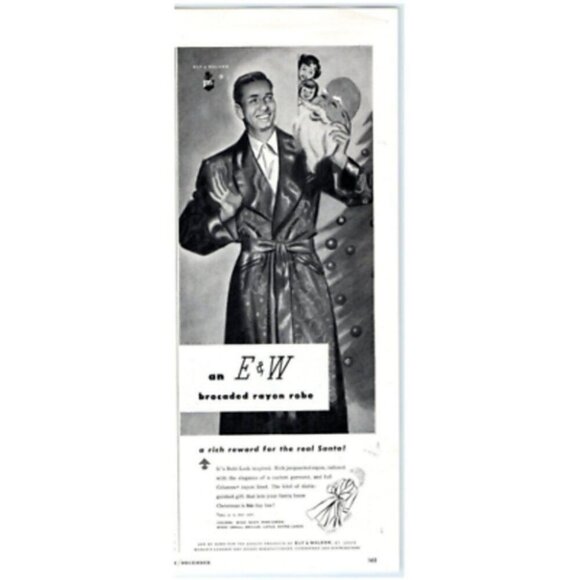 1948 Print Ad Ely & Walker E&W Brocade Rayon Robe Rich Reward For The Real Santa - Picture 3 of 4